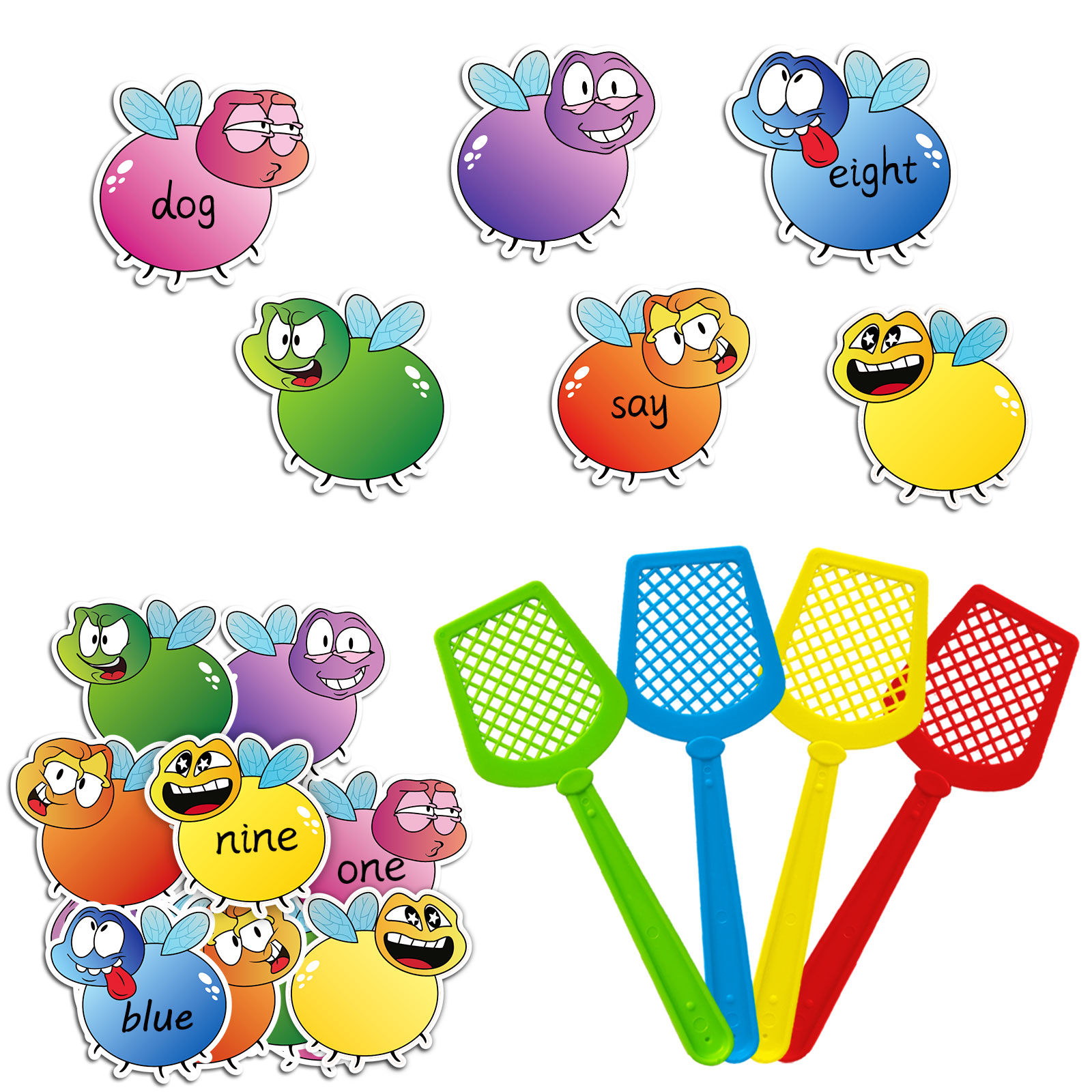 Sight Word Game - Juego de alfabetización Fly Swatter, tarjetas